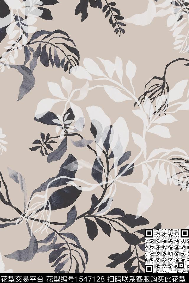 花卉植物叶子数码印花华亿平台下载（图片编号: 1547128） - 瓦栏（Walan）