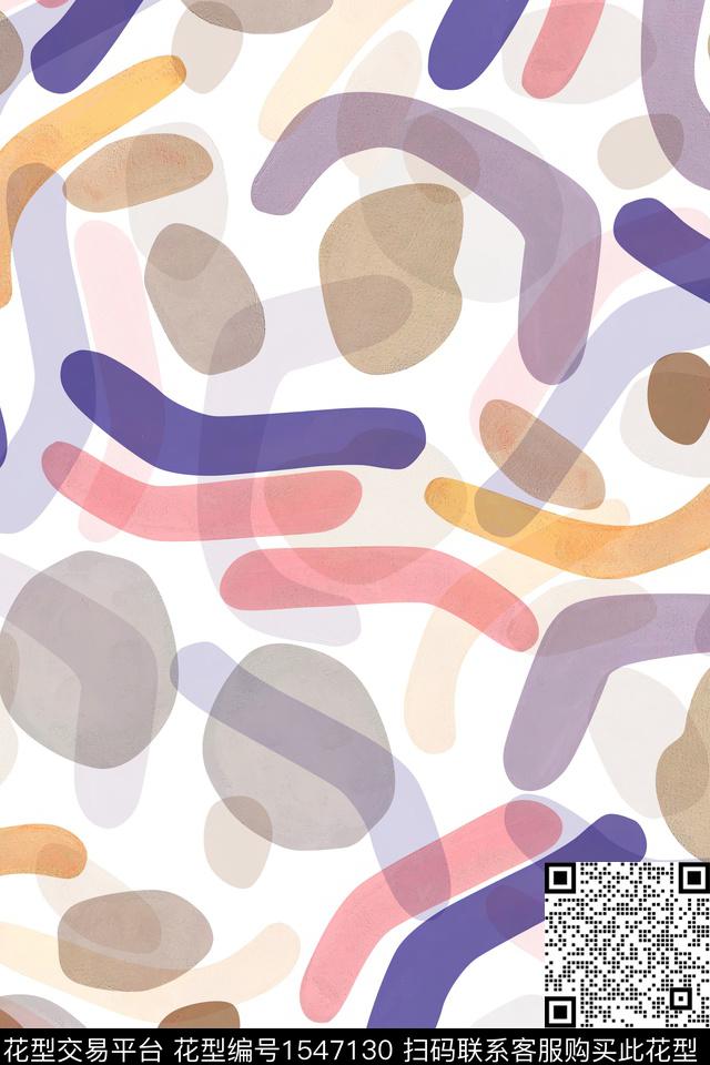 抽象涂鸦几何数码印花华亿平台下载（图片编号: 1547130） - 瓦栏（Walan）