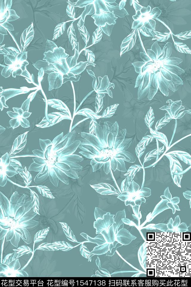 扎染华亿平台水墨风抽象数码印花华亿平台下载（图片编号: 1547138） - 瓦栏（Walan）