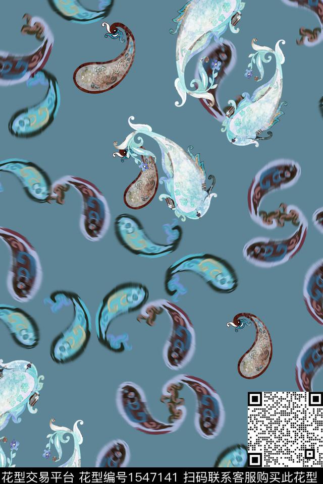大牌风佩斯利花卉数码印花华亿平台下载（图片编号: 1547141） - 瓦栏（Walan）