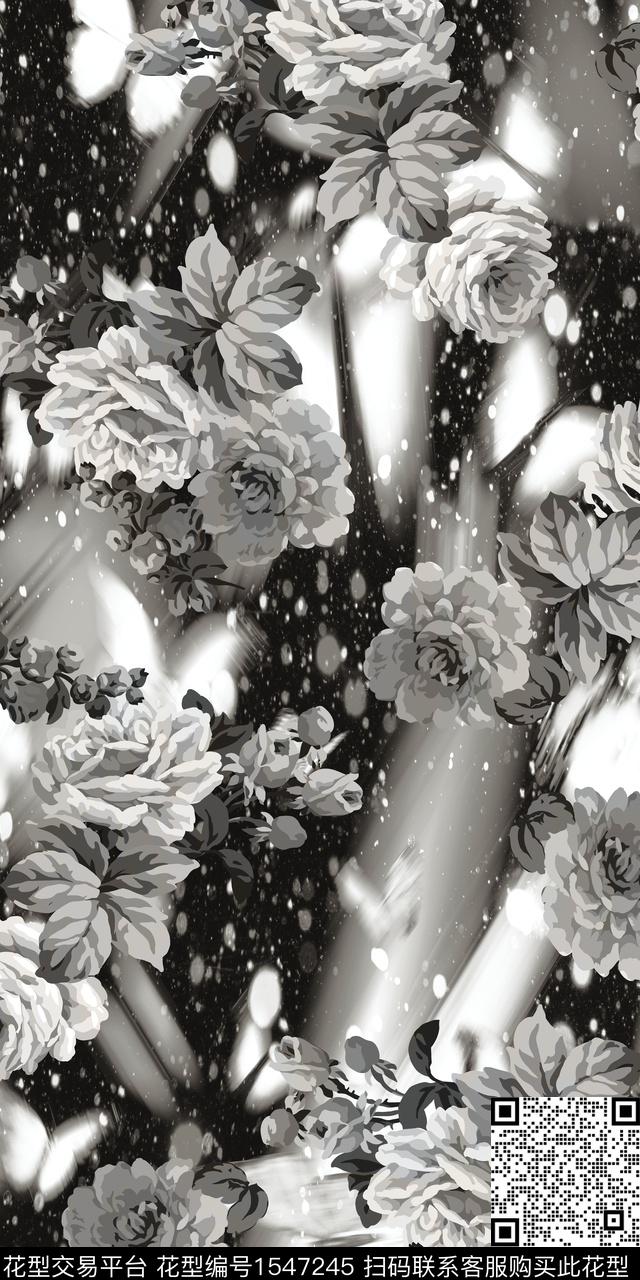 花卉底纹抽象数码印花华亿平台下载（图片编号: 1547245） - 瓦栏（Walan）