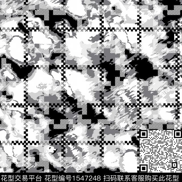 几何格子迷彩数码印花华亿平台下载（图片编号: 1547248） - 瓦栏（Walan）