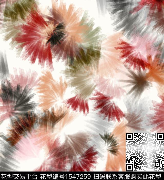 抽象花卉连衣裙数码印花华亿平台下载（图片编号: 1547259） - 瓦栏（Walan）