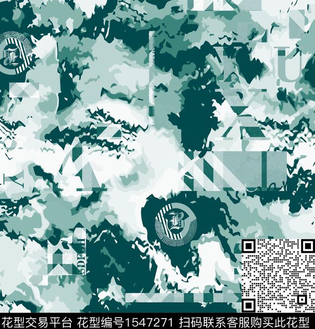 抽象几何字母数码印花华亿平台下载（图片编号: 1547271） - 瓦栏（Walan）