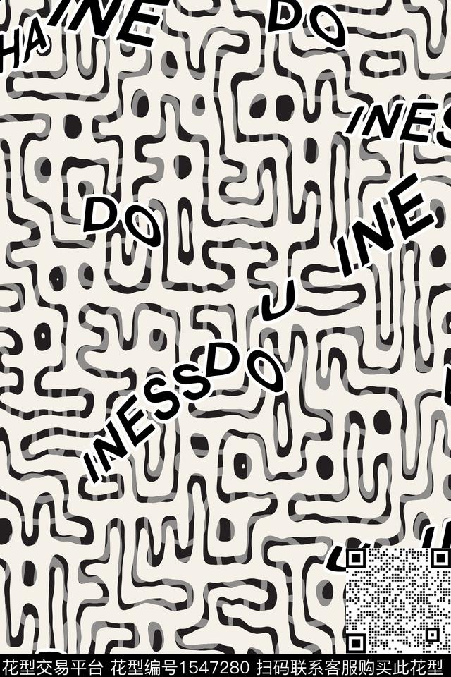 时尚抽象字母数码印花华亿平台下载（图片编号: 1547280） - 瓦栏（Walan）