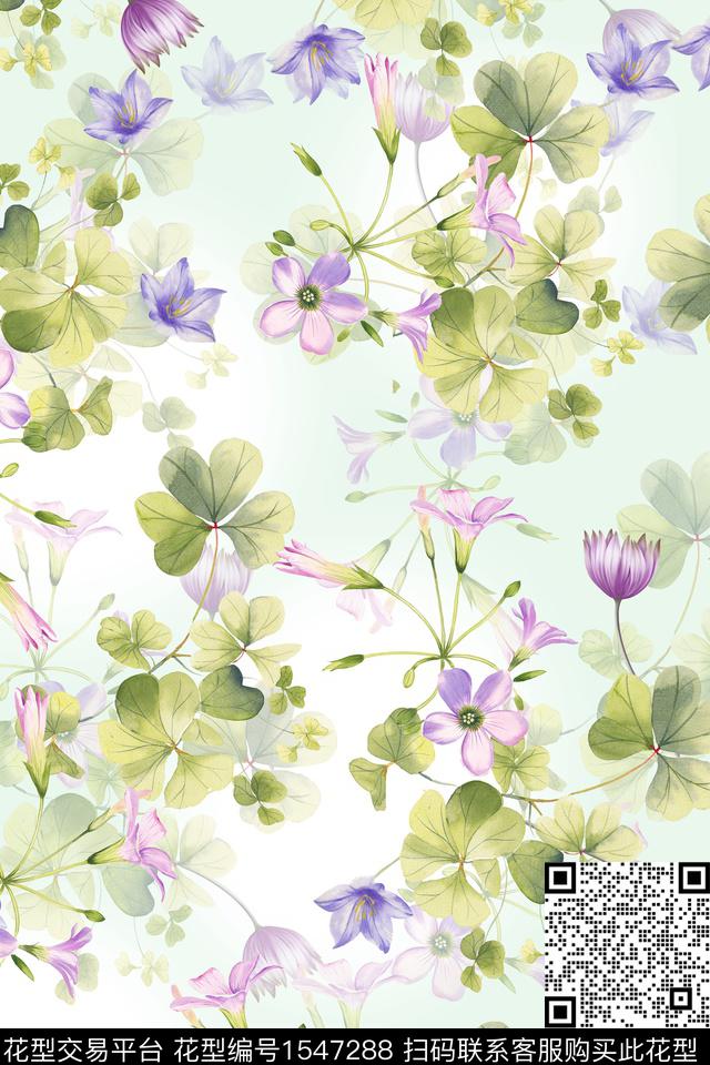 水彩花卉满版散花数码印花华亿平台下载（图片编号: 1547288） - 瓦栏（Walan）