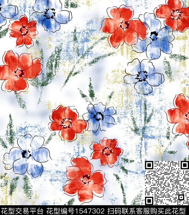 女装花卉连衣裙数码印花华亿平台下载（图片编号: 1547302） - 瓦栏（Walan）