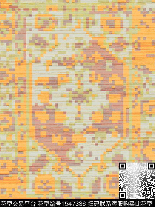 民族风马赛克地毯数码印花华亿平台下载（图片编号: 1547336） - 瓦栏（Walan）