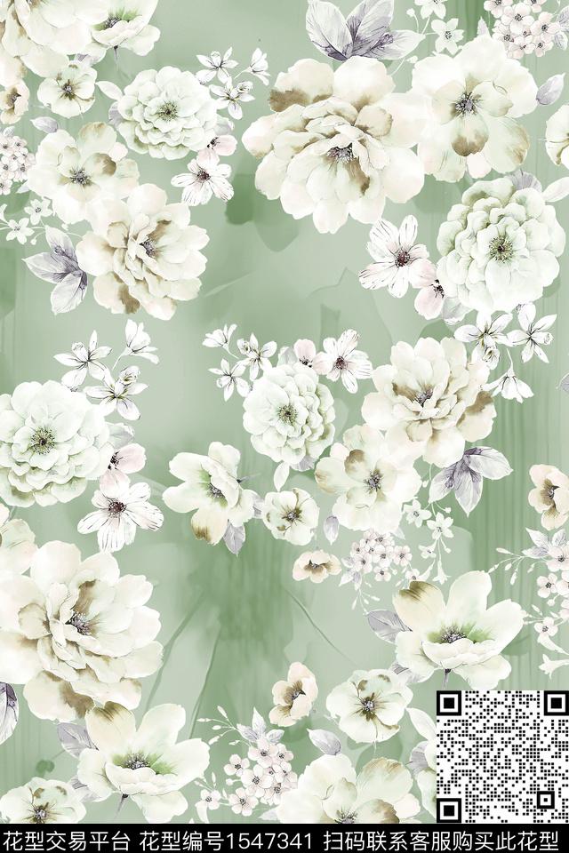 满版散花底纹花卉数码印花华亿平台下载（图片编号: 1547341） - 瓦栏（Walan）