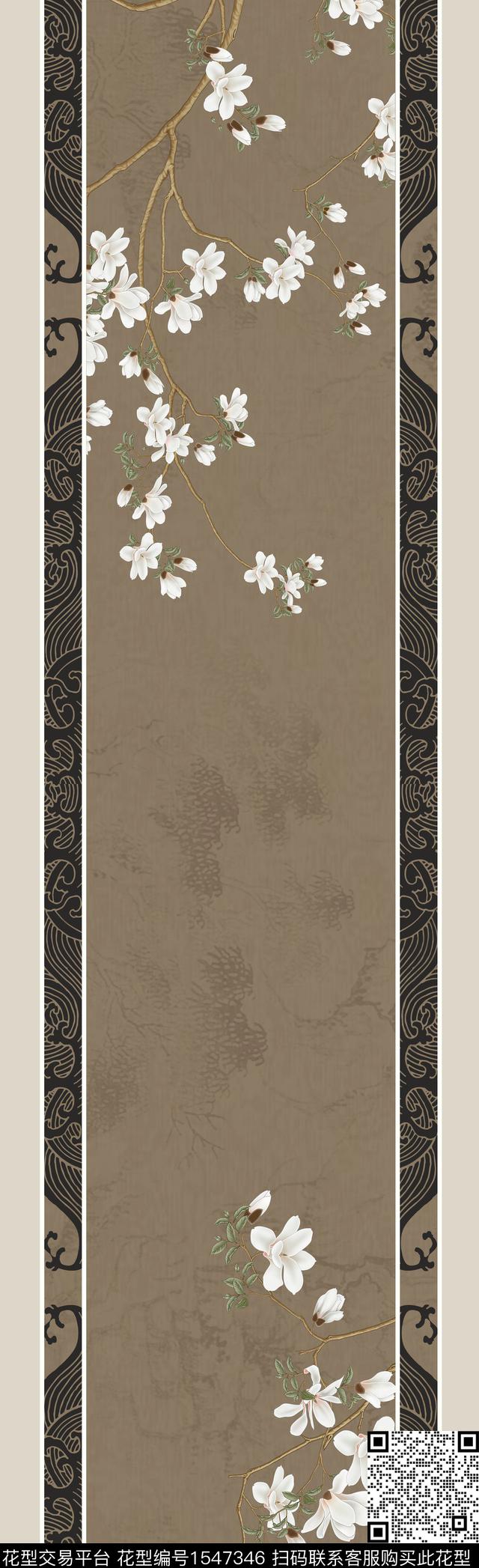 玉兰花民族风花卉数码印花华亿平台下载（图片编号: 1547346） - 瓦栏（Walan）