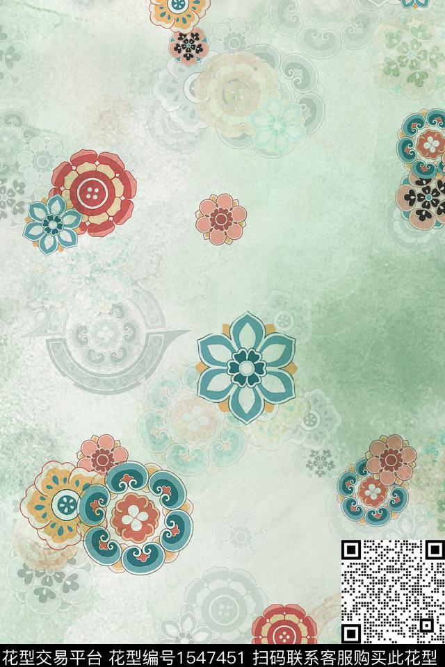 民族花卉仿古民族风数码印花华亿平台下载（图片编号: 1547451） - 瓦栏（Walan）