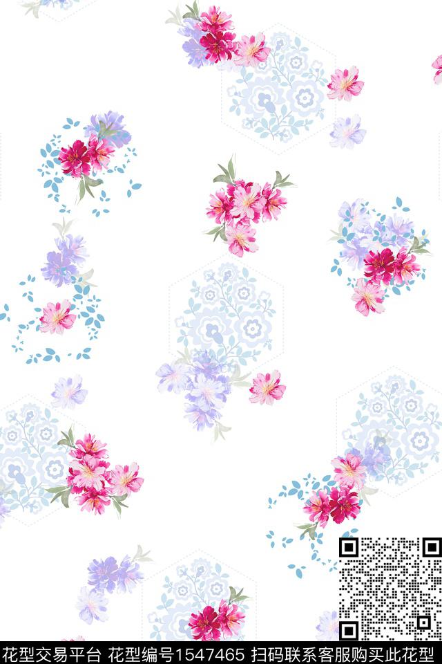清爽小清新花卉数码印花华亿平台下载（图片编号: 1547465） - 瓦栏（Walan）