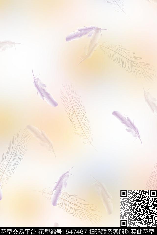 炫彩羽毛线条数码印花华亿平台下载（图片编号: 1547467） - 瓦栏（Walan）