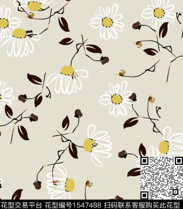 女装花卉连衣裙数码印花华亿平台下载（图片编号: 1547488） - 瓦栏（Walan）