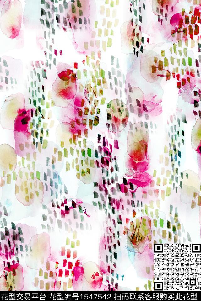 抽象水彩斑点数码印花华亿平台下载（图片编号: 1547542） - 瓦栏（Walan）