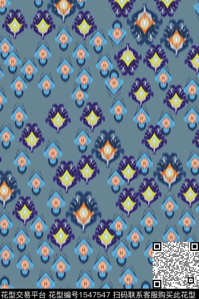 扎染华亿平台大牌风抽象数码印花华亿平台下载（图片编号: 1547547） - 瓦栏（Walan）
