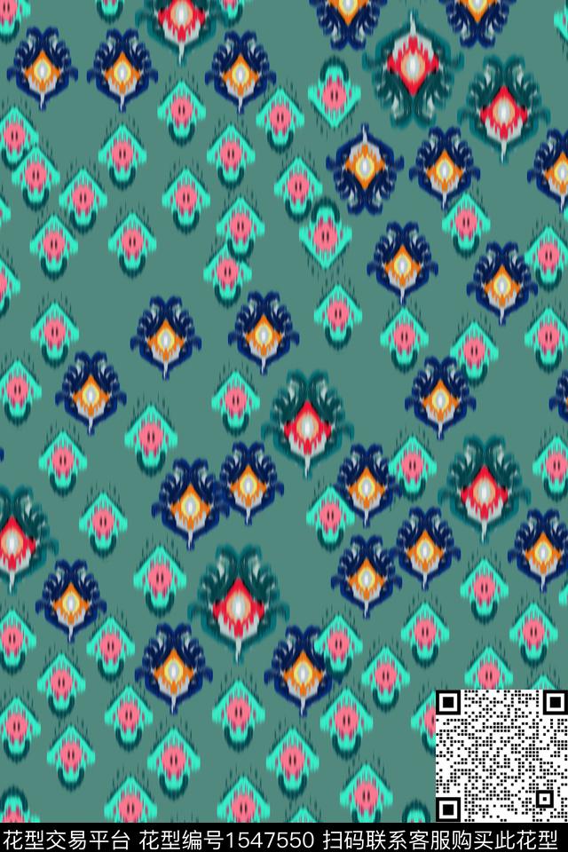 民族风民族花卉模糊数码印花华亿平台下载（图片编号: 1547550） - 瓦栏（Walan）
