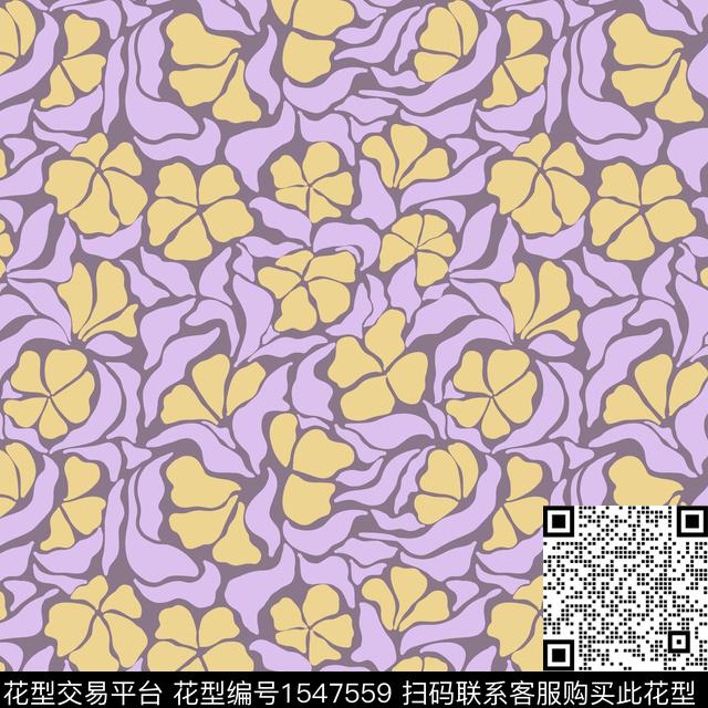 花卉色块抽象花卉传统印花华亿平台下载（图片编号: 1547559） - 瓦栏（Walan）