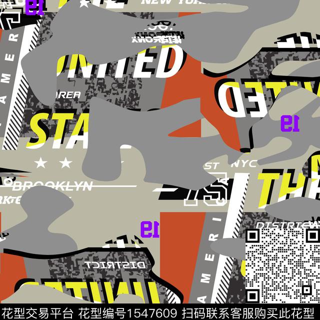 抽象字母男装传统印花华亿平台下载（图片编号: 1547609） - 瓦栏（Walan）