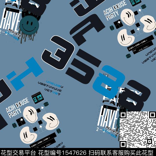 字母笑脸几何男装传统印花华亿平台下载（图片编号: 1547626） - 瓦栏（Walan）