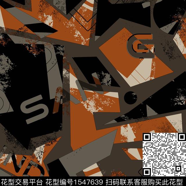 字母几何抽象数码印花华亿平台下载（图片编号: 1547639） - 瓦栏（Walan）