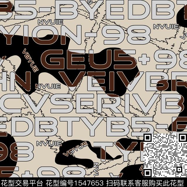 抽象字母几何男装传统印花华亿平台下载（图片编号: 1547653） - 瓦栏（Walan）