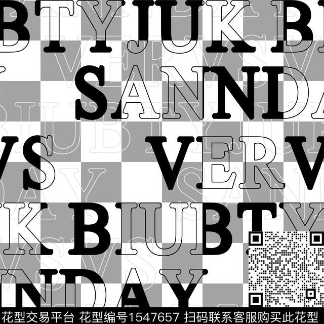 抽象字母几何男装传统印花华亿平台下载（图片编号: 1547657） - 瓦栏（Walan）
