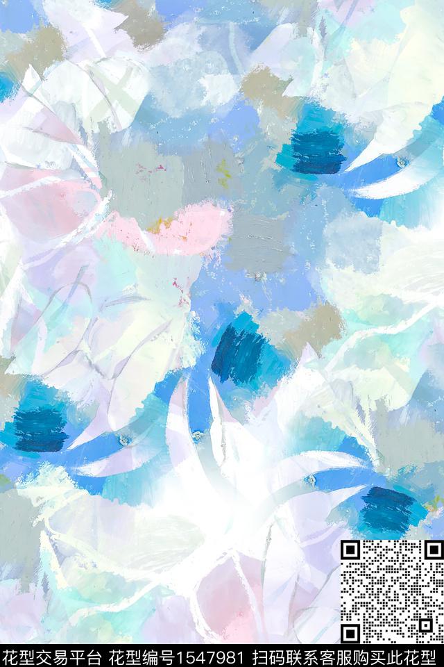 抽象油画肌理数码印花华亿平台下载（图片编号: 1547981） - 瓦栏（Walan）