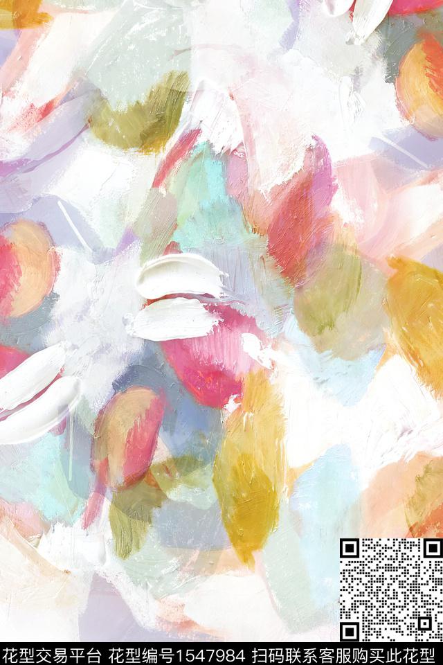 抽象油画肌理数码印花华亿平台下载（图片编号: 1547984） - 瓦栏（Walan）