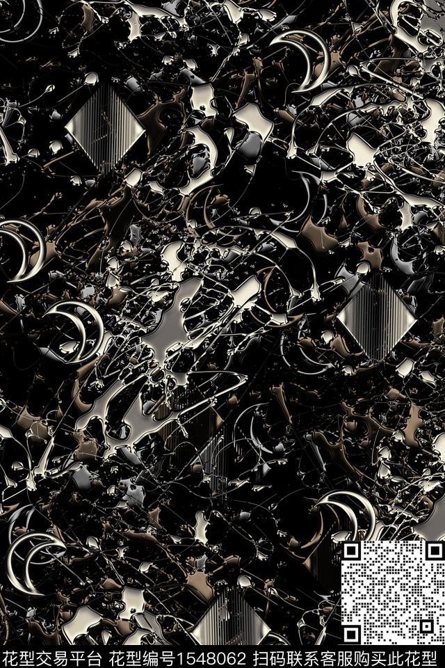 抽象几何金属色数码印花华亿平台下载（图片编号: 1548062） - 瓦栏（Walan）