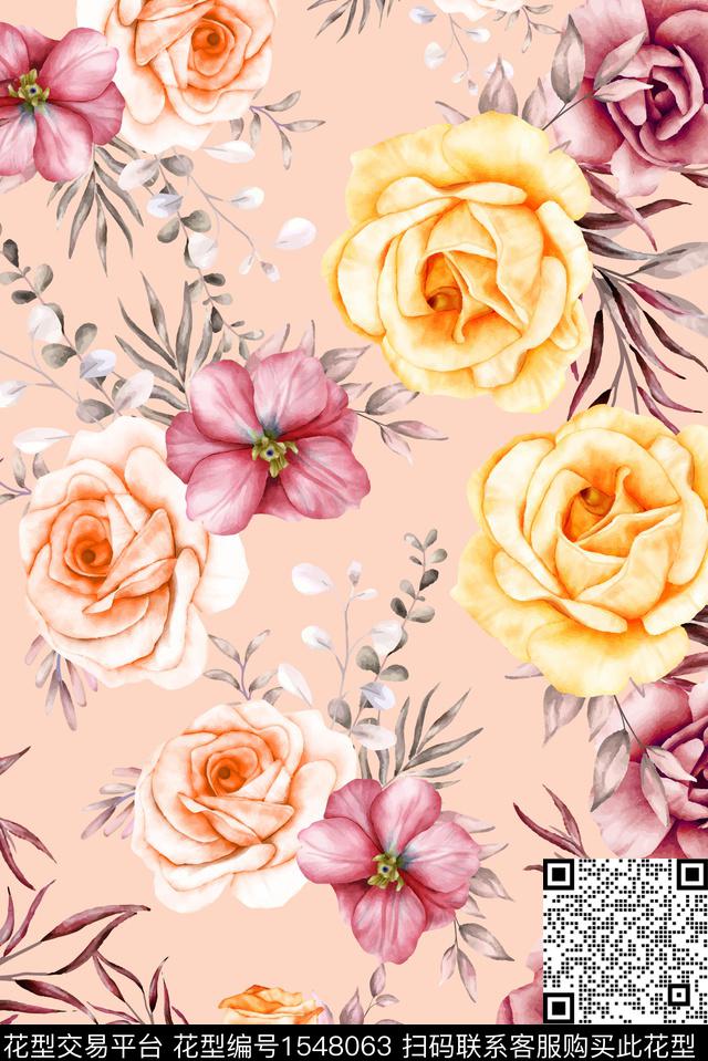 绿植树叶花卉数码印花华亿平台下载（图片编号: 1548063） - 瓦栏（Walan）