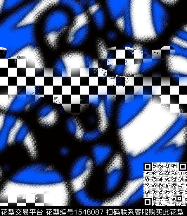 抽象模糊格子传统印花华亿平台下载（图片编号: 1548087） - 瓦栏（Walan）