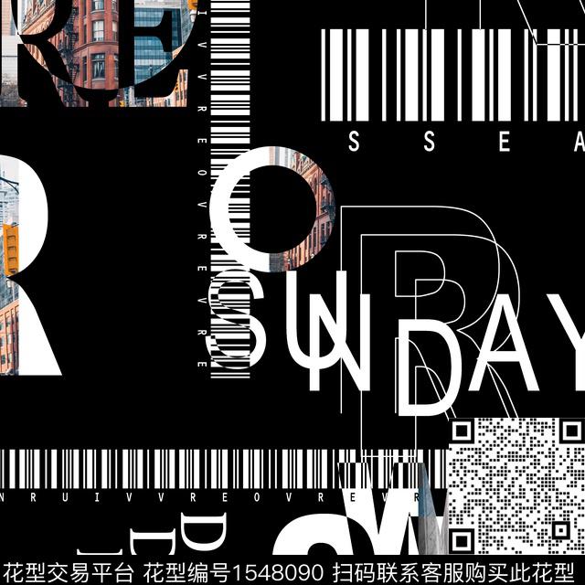 字母条形码时尚传统印花华亿平台下载（图片编号: 1548090） - 瓦栏（Walan）