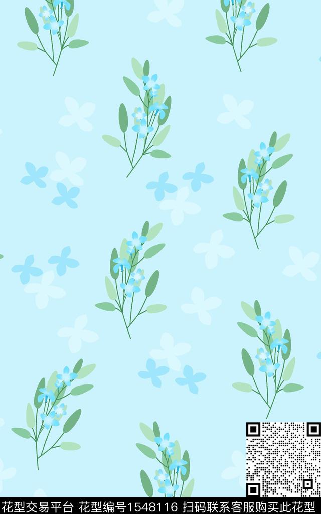 花卉清爽底花卉数码印花华亿平台下载（图片编号: 1548116） - 瓦栏（Walan）