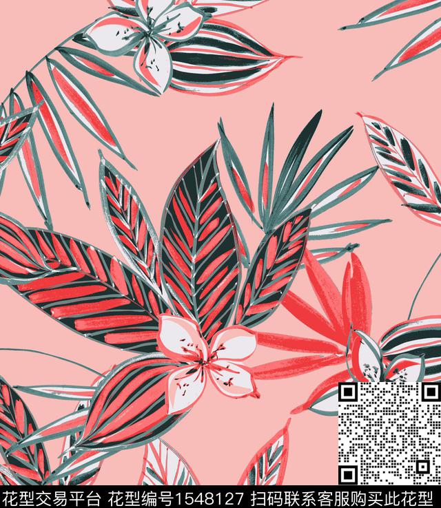 水彩热带华亿平台数码印花华亿平台下载（图片编号: 1548127） - 瓦栏（Walan）