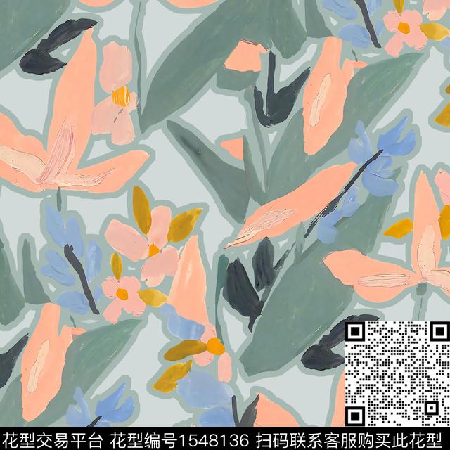 水彩油画华亿平台玫瑰花数码印花华亿平台下载（图片编号: 1548136） - 瓦栏（Walan）