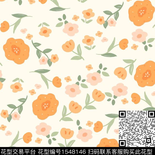 小碎花清新淡雅花卉数码印花华亿平台下载（图片编号: 1548146） - 瓦栏（Walan）