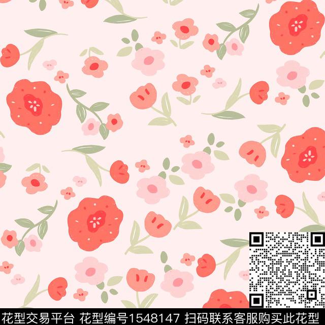 小碎花清新淡雅花卉数码印花华亿平台下载（图片编号: 1548147） - 瓦栏（Walan）
