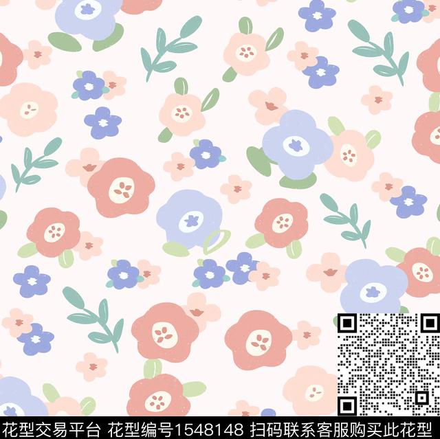 小碎花清新淡雅花卉数码印花华亿平台下载（图片编号: 1548148） - 瓦栏（Walan）