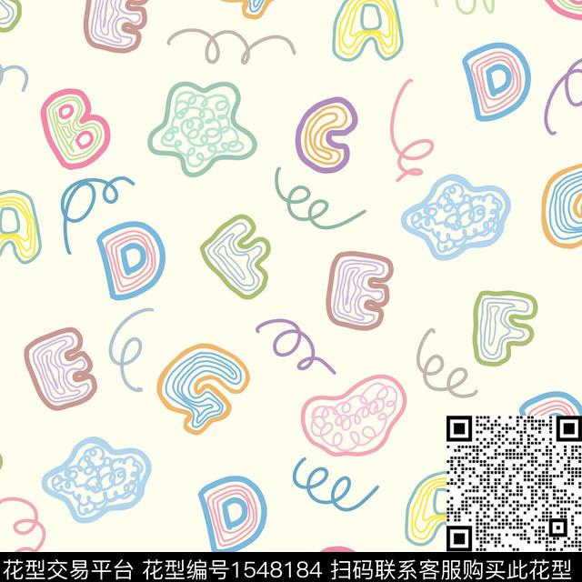可爱卡通字母传统印花华亿平台下载（图片编号: 1548184） - 瓦栏（Walan）