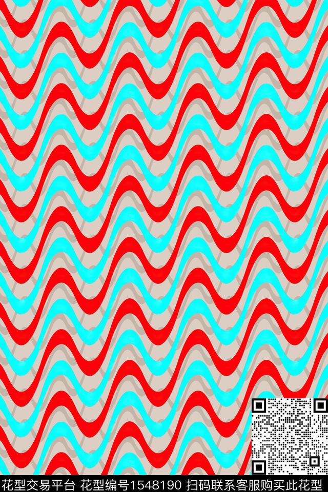 条纹波浪线数码印花华亿平台下载（图片编号: 1548190） - 瓦栏（Walan）