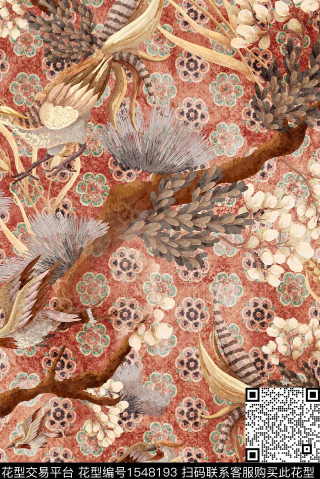 中国风真丝香云纱数码印花华亿平台下载（图片编号: 1548193） - 瓦栏（Walan）