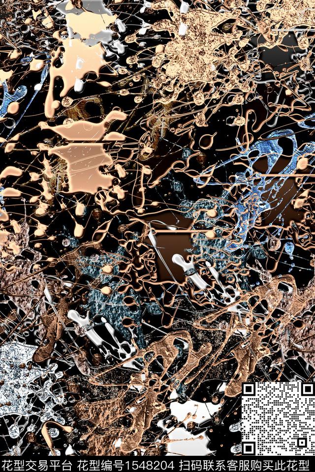 抽象金属色墨迹数码印花华亿平台下载（图片编号: 1548204） - 瓦栏（Walan）