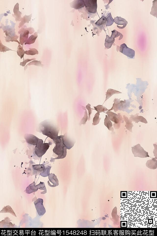 水彩抽象花卉数码印花华亿平台下载（图片编号: 1548248） - 瓦栏（Walan）