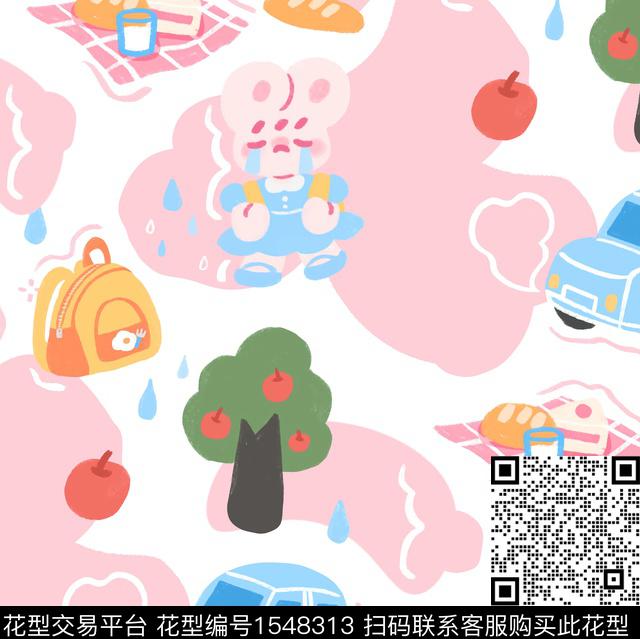 趣味童装小兔子数码印花华亿平台下载（图片编号: 1548313） - 瓦栏（Walan）