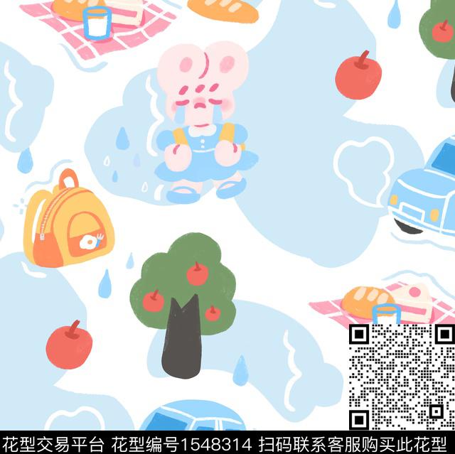 趣味童装小兔子数码印花华亿平台下载（图片编号: 1548314） - 瓦栏（Walan）