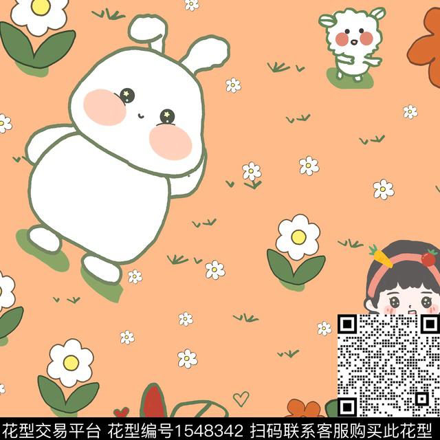 趣味童装小兔子数码印花华亿平台下载（图片编号: 1548342） - 瓦栏（Walan）