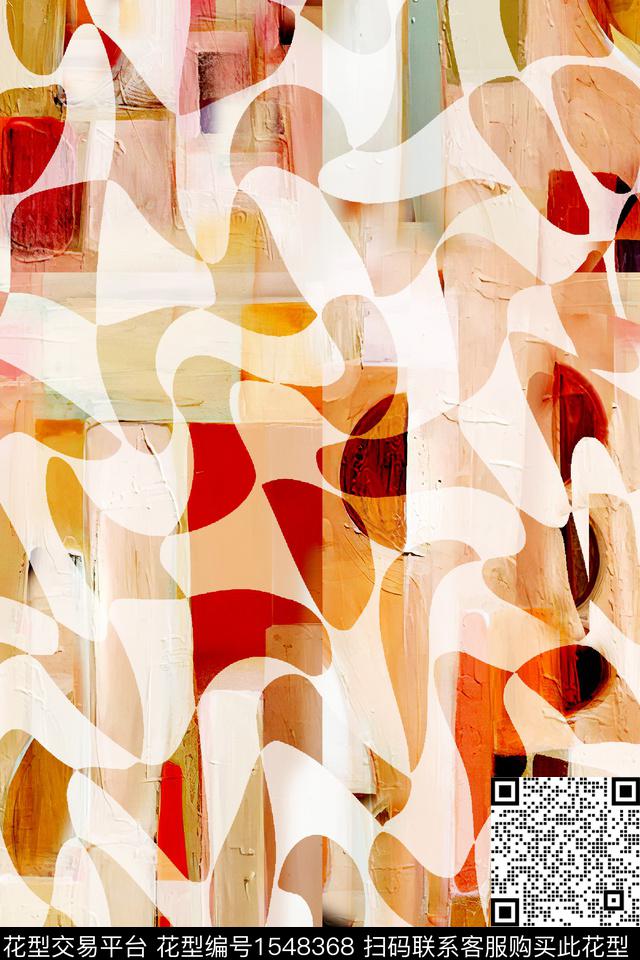 抽象油画肌理数码印花华亿平台下载（图片编号: 1548368） - 瓦栏（Walan）