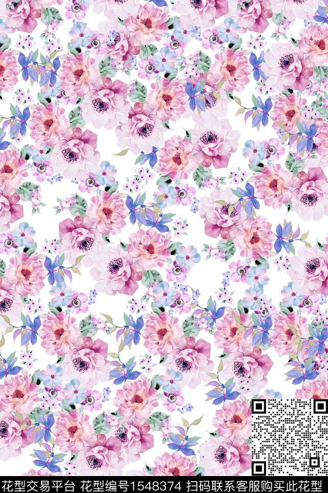 花卉满版散花小碎花数码印花华亿平台下载（图片编号: 1548374） - 瓦栏（Walan）