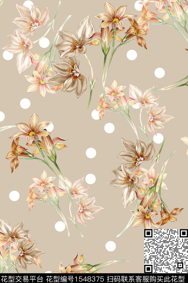 波点水彩清爽数码印花华亿平台下载（图片编号: 1548375） - 瓦栏（Walan）